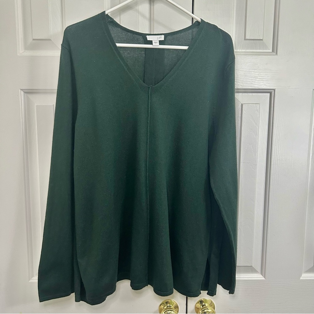 J. Jill Forest Green V-Neck Tunic Sweater